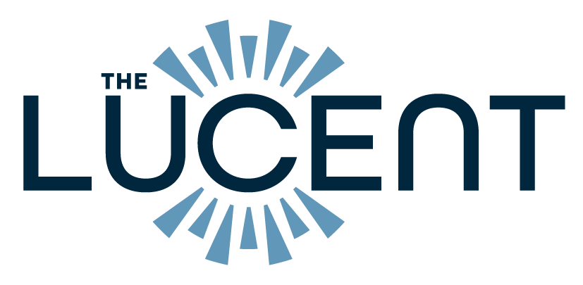 The image shows a logo with the text "The Lucent" in a stylized font, with a graphic element that resembles a burst or explosion behind the text.